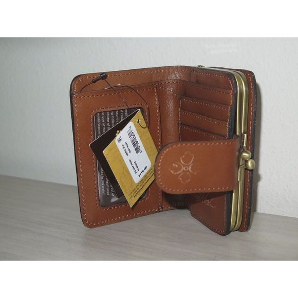 Patricia Nash S1430818 Riot Rust Iberia Signature Map Print Leather Wallet $120 - Picture 4 of 9